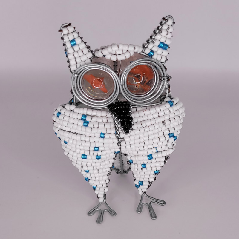 beaded-owl-white Beaded Owl White