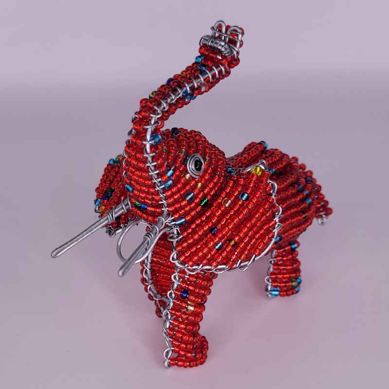 African Hand Crafted Elephant Art Glass Bead & Carved Resin Tribal Tie Belt Amazon.com: Lescafita African Design Silver African Elephant  main image 4
