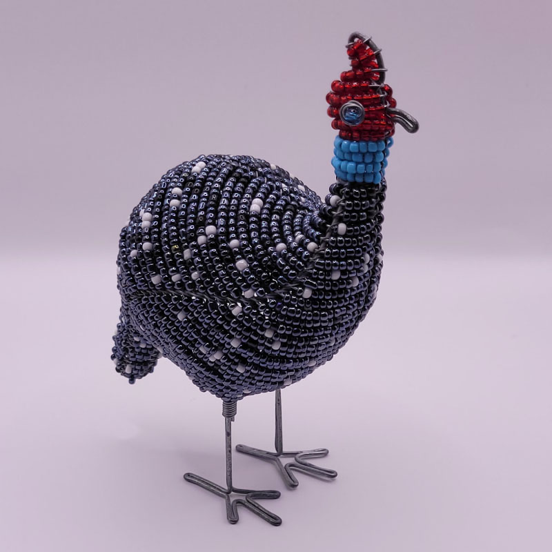 Beaded Guinea Fowl Front Right View