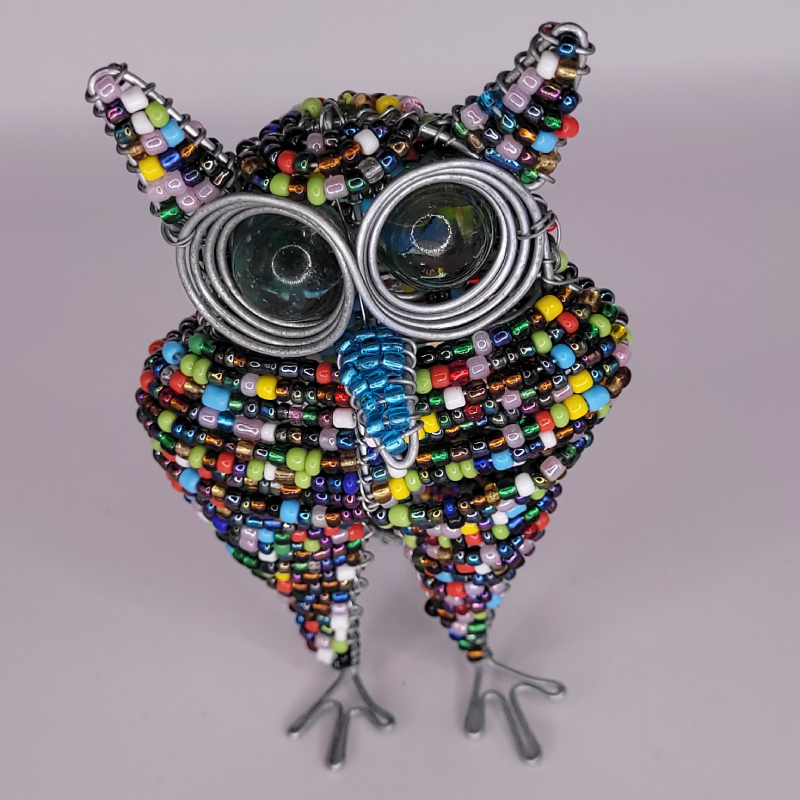 owl-multi-colored-front Beaded Owl Multi Colored Front