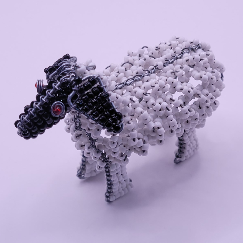 sheep-front-left Beaded Sheep - Front Left View
